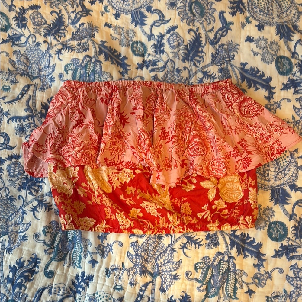 Angie Red and Pink Floral Top